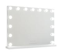 Flamingueo Espejo Maquillaje con Luz - 15 LED - 3 Modos de Luz - Intensidad Ajustable - Control Táctil - Vanity Mirror - Blanco - 58x12x43cm