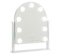 Flamingueo Espejo Maquillaje con Luz Arqueado - 9 LED - 3 Modos de Luz - Intensidad Ajustable - Control Táctil - Posición Regulable - Vanity Mirror - Blanco - 30,5x6x36cm