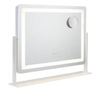 Flamingueo Espejo Maquillaje con Luz - Banda LED - 3 Modos de Luz - Intensidad Ajustable - Control Táctil - Puerto USB - Espejo Aumento - Posición Regulable - Blanco - 64x12x54,5cm