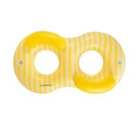 Flamingueo Flotador Doble Gigante - Colchoneta Piscina - Forma Donut - 2 Posavasos - Doble Válvula - PVC Resistente - Amarillo