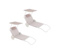 Flamingueo - Pack 2 Sillas Playa - Tumbona Plegable - 5 Posiciones - Parasol Ajustable UPF 50+ - Almohada Ergonómica - Convertible en Carrito de Transporte