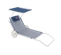 Flamingueo - Silla Playa - Tumbona Plegable - 5 Posiciones - Parasol Ajustable UPF 50+ - Almohada Ergonómica - Convertible en Carrito de Transporte