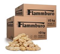 FLAMMBURO (20 kg / 1600 Piezas) Encendedor ecológico para chimeneas y barbacoas - Madera Natural y Cera Vegetal - Lana de leña, Pastillas de Encendido - Ideal para Chimenea, Estufa, Fuego, Fogatas