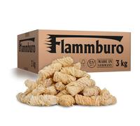 FLAMMBURO (3 kg / 240 Piezas) Encendedor ecológico para chimeneas y barbacoas - Madera Natural y Cera Vegetal - Lana de leña, Pastillas de Encendido - Ideal para Chimenea, Estufa, Fuego, Fogatas