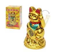 Flanacom Gato de la suerte japonés, figura oscilante, amuleto de la suerte, escritorio de oficina, divertido artículo de broma, regalo de despedida para colega, regalo de amigo invisible, dorado