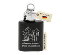 Flanacom Mini petaca con grabado de acero inoxidable, 30 ml/1 onza, esquiador, alcohol, regalos para hombres, petaca personalizada con grabado personalizado (1, diseño 1)