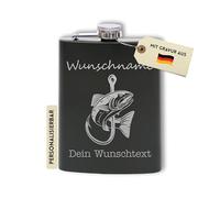 Flanacom Petaca con grabado de acero inoxidable, incluye embudo de 227 ml / 8oz Pesca & Fischer Outdoor alcohol regalos para hombres petaca personalizados con grabado personalizado (diseño de 3,8