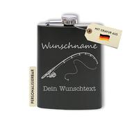 Flanacom Petaca con grabado de acero inoxidable, incluye embudo de 227 ml / 8oz Pesca & Fischer Outdoor alcohol regalos para hombres petaca personalizada con grabado personalizado (diseño 4, 8 Oz