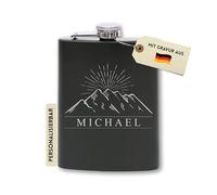 Flanacom Petaca con grabado de acero inoxidable, incluye embudo de 227 ml, regalo para exteriores, con alcohol, regalo para hombres, petaca personalizada con grabado personalizado (diseño de 8,8 onzas