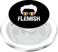 Flandes - Silueta de hombre flamenco con bandera de Bélgica PopSockets PopGrip para MagSafe
