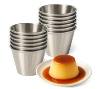 Flaneras Individuales, Molde para flan Molde Repostería, Antiadherente, Acero Inoxidable, Ideal para Flan, Postres, Salsa, Repostería y Cocción al Baño María, 9 cm Diámetro x 6.4 cm alto, 12 unidades