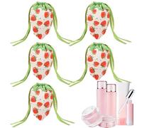 Flannel Drawstring Bag, Cartoon Strawberry Print Fabric Bags, Candy Treat Box, 5.51x6.69 Inches Party Favor for Birthdays, Baby Showers and Special Occasions