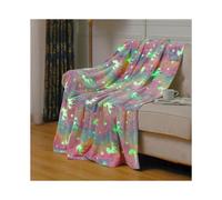 Flannel Luminous Blanket Night Luminous Blanket Kids Blanket Fluorescent Blanket Rainbow Luminous Blanket 1.5*1.3m-hao