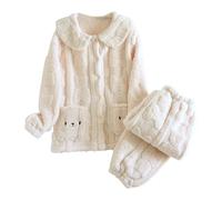 Flannel pyjamas， Conjuntos de pijamas de forro polar for mujer, conjunto de pijama de dos piezas suave y esponjoso, ropa de dormir cálida for invierno, ropa de descanso, cómoda y holgada, traje de 2 p