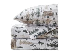 Flannel Sheets Warm and Cozy Deep Pocket Breathable All Season Bedding Set with Fitted Flat and Pillowcases Queen Winter Cabin Lodge