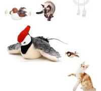 Flaps and Chirps Cat Toy, Tweet Trek Pro Cat Toy, Flapping Chirping Sparrow Cat Toy, Interactive Chirping Bird Cat Toy, Bird Chase Cat Toy, Chasey Bird Cat Toy, Flopping Bird Cat Toy(2,Woodpecker)