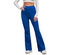 Flared - Leggings deportivos para mujer, cintura alta, opacos, corte bootcut, anticelulitis, push-up, pantalones de compresión, pantalones de yoga para deporte y fitness, azul, XXL