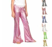 Flared Leggings for Girls Sequin Bell Bottoms Yoga Pants Kids Casual Black School Trousers with Pockets Teen Girls High Waist Flare Sweatpants Bootcut Tights Legging for Dance Gym Workout