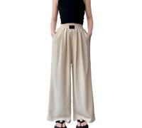 Flared Trousers for Girls Elastic High Waist Wide Leg Linen Trousers Kids Casual Loose Fit Quick Dry Jogging Pants Tracksuit Bottoms Straight Leg Activewear Teens Y2k Streetwear