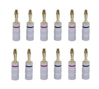 Flaroey 12 Conectores Jack de Audio de 4 Mm, Conectores Tipo Banana, Conector Jack de Audio, Conector de Altavoz con Bloqueo de Tornillo Doble de de 24 Quilates