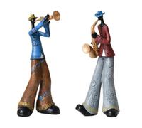 Flaroey 2 figuras de jugador de banda de jazz, figura de músico vintage, estatuas de resina, adorno de escritorio, escultura retro, decoración interior del hogar