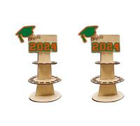 Flaroey 2 Piezas 2024 Caja de Regalo de la Temporada de Graduación Monedero de Graduación Titular del Dinero, Sombrero Verde Letras Naranjas