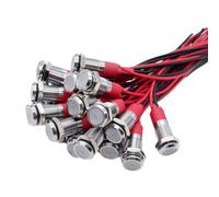 Flaroey 20 Piezas 6mm Metal LED Luz Indicadora de Advertencia Lámpara de Señal Piloto Luces de Visualización A Bordo con Cable 3V