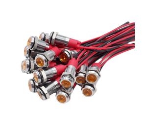 Flaroey 20 Piezas 6mm Metal LED Luz Indicadora de Advertencia Lámpara de Señal Piloto Luces de Visualización A Bordo con Cable 3V Naranja