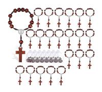 Flaroey 30 Piezas de Rosario de Bautismo, Versículos Bíblicos, Mini Recuerdos de Bautismo, Rosario de Madera para Regalo de Primera Comunión con 30 Bolsas de Organza