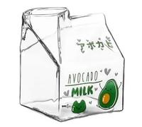 Flaroey 350ML de Vidrio Cuadrada de CartóN de Leche Kawaii de Desayuno Fresa MelocotóN Resistente al de PudíN de Leche, D