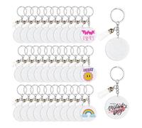 Flaroey 40 Piezas de Acrílico en con Borlas y Llaveros, Acrílico Redondo con Brillo de 2 Pulgadas para Manualidades y Arte de DIY