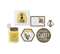 Flaroey 6 Unids/Set Adornos de Mesa para Festival de Abejas Hogar Felices Vacaciones Mini Estatuas de Madera DecoracióN de Escritorio Suministros para Fiestas del DíA de Las Abejas C