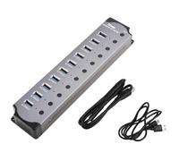 Flaroey Adaptador USB 10 en 1 con 10 puertos, divisor USB, interfaz USB 3.0, interruptor individual, diseño de RGB E-Marker