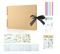 Flaroey Álbum de fotos 80 páginas negras libros de A4 papel artesanal DIY Scrapbooking imagen cumpleaños regalo para niños, piel de vaca amarilla