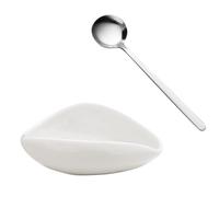 Flaroey B Bandejas para dosificación de granos de café cuchara de cerámica set separadores para té herramientas cuchara para granos de café pala