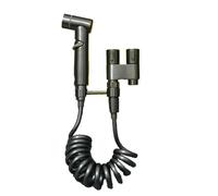 Flaroey Bidé de Mano de Acero Inoxidable para Inodoro Doméstico, con Doble Salida, Válvula Angular y Boquilla Presurizada, Dispositivo de Descarga, Color Gris.