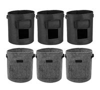 Flaroey Bolsas para Cultivo de Patatas, Bolsas para Cultivo de Plantas, Hortalizas de Jardinería, Bolsas para Plántulas de Maní, 6 Piezas, Negro y Gris