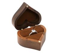 Flaroey Caja de Anillo en Forma de Corazón Caja de Joyería de Anillo de Madera Soporte de Anillo de Boda Romántico Caja de Anillo de Compromiso Propuesta Aniversario,B