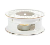 Flaroey Calentador de té de cerámica con portavelas, calentador de té para calentar café, leche, calentador de té, duradero y fácil de instalar