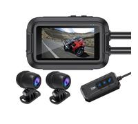 Flaroey Cámara DVR dual 1080P impermeable para motocicleta, WiFi, GPS, Dash Cam delantera y trasera, grabadora de video de conducción, caja negra, fácil de instalar, fácil de usar