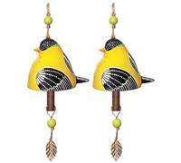 Flaroey Campana Canto Pájaro, Campanilla Viento Campana Canto Pájaro, Decoración Jardín Campana Canto Pájaro, Carillón Viento Colgante, Soporte Carillón Viento Amarillo