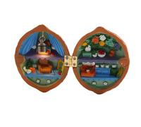 Flaroey Casa de MuñEcas de Concha de Nogal, Mini Biblioteca de Casa, Casa de MuñEcas de Concha de Nogal Hecha una Mano, Escena Secreta 3D de Nuez de Resina, Miniatura de Resina,C