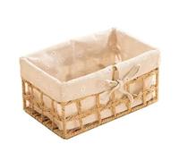 Flaroey Cesta de Almacenamiento de Mimbre, Cesta de Mimbre Rectangular Decorativa con Cuerda de Papel Tejida A Mano, Caja de Almacenamiento en Forma de Cubo C