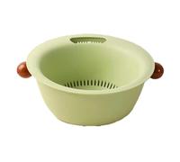 Flaroey Cesta Multifuncional para Lavar Frutas y Verduras de Doble Capa, Diseño Redondo de Color Sólido, Engrosada para Durabilidad C