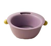 Flaroey Cesta Multifuncional para Lavar Frutas y Verduras de Doble Capa, Diseño Redondo de Color Sólido, Engrosada para Durabilidad.