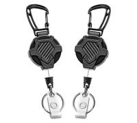 Flaroey Cordón Retráctil para, Soporte para Tarjeta de Identificación con Mosquetón, Carretes para Retráctiles, Paquete de 2