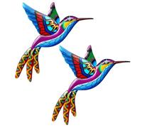 Flaroey Decoración de pared de metal para exteriores azul - Decoración de pared para pájaros de metal 3D - Decoración para valla de exterior - Decoración para valla de jardín