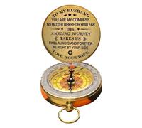 Flaroey Disfruta del viaje, brújula de cobre, regalo para niños senderismo brújula portátil de bolsillo fácil de instalar fácil de usar, de esposa a marido