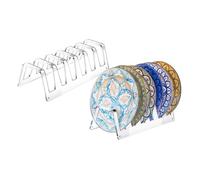 Flaroey Expositor para platos de acrílico, soportes de acrílico transparente de 6 niveles para exponer, utensilios de cocina, platos decorativos