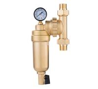 Flaroey Filtro de Válvula Giratoria Universal de 360 Grados, Filtro Central para Toda la Casa, Filtro de Agua de Sedimentos Reutilizable, Niquelado, A